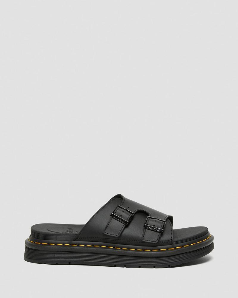 Dr Martens Dax Men's Læder Slidesandaler Dame Sort | DK 318UZG